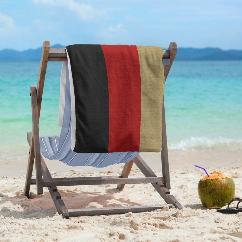 Cotton Blend Beach Towel, Black/Red