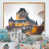 Toile avec cadre flottant or
