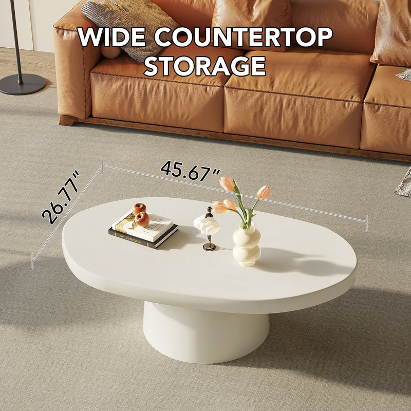 Table basse ovale blanc crème