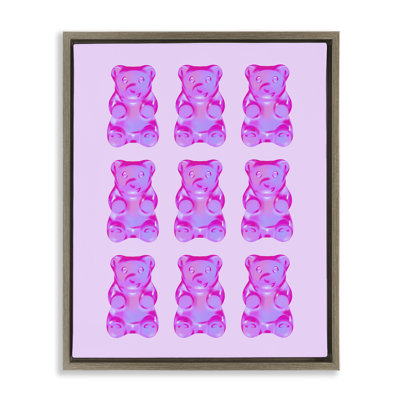 Purple Ombre Candy Bears Framed Floater Canvas Wall Art by House of Lulu