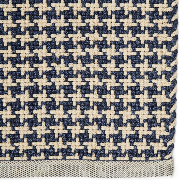 Joss & Main Greta Handmade Flatweave Winter White/Twilight Blue