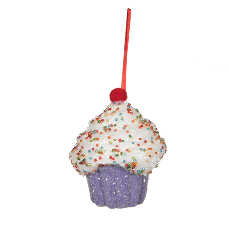Ornement boule de petit gâteau Frann, Mauve