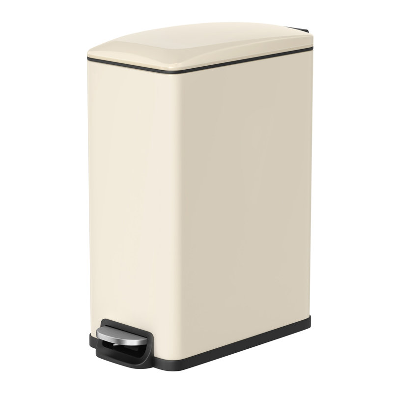 Poubelle à pédale 13 gallons avec couvercle, fermeture en douceur, seau intérieur, Beige sable