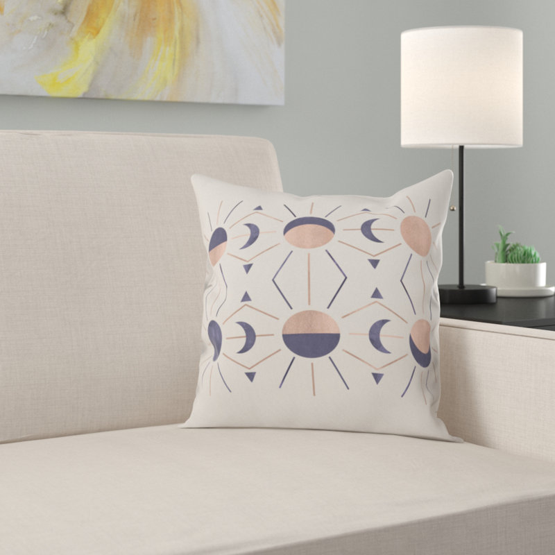 Coussin décoratif intérieur / extérieur Emanuela Carratoni Moon and Sun, 16 po x 16 po