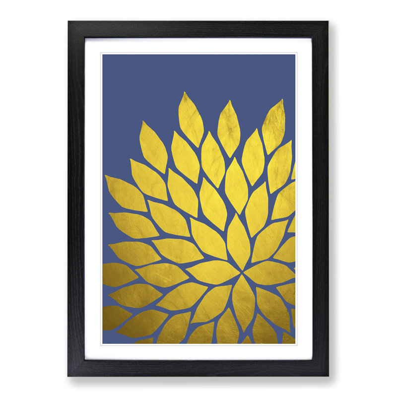 Abstract Leaves No.3 Gold - Framed Print, 36cm H x 27cm W x 2cm D, Black
