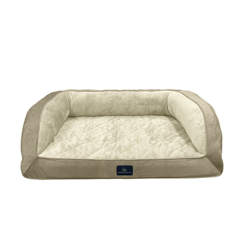 Lit pour chat et chien matelassé orthopédique matelassé Serta, brun clair, moyen, Brun clair, Medium (8" H x 28" W x 24" D)