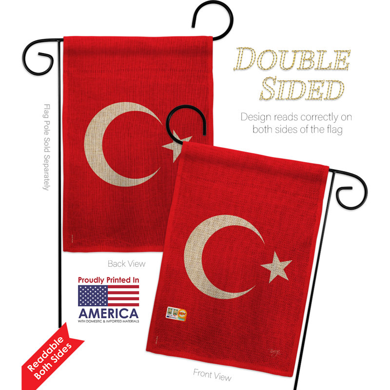 En toile jute 2 côtés 18,5 x 13 po turquie drapeau de jardin
