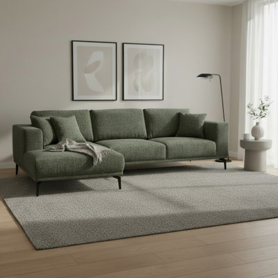 Riviera 4 Seater Corner Sofa, Fabric, 286cm Modern L-Shaped with Metal Legs