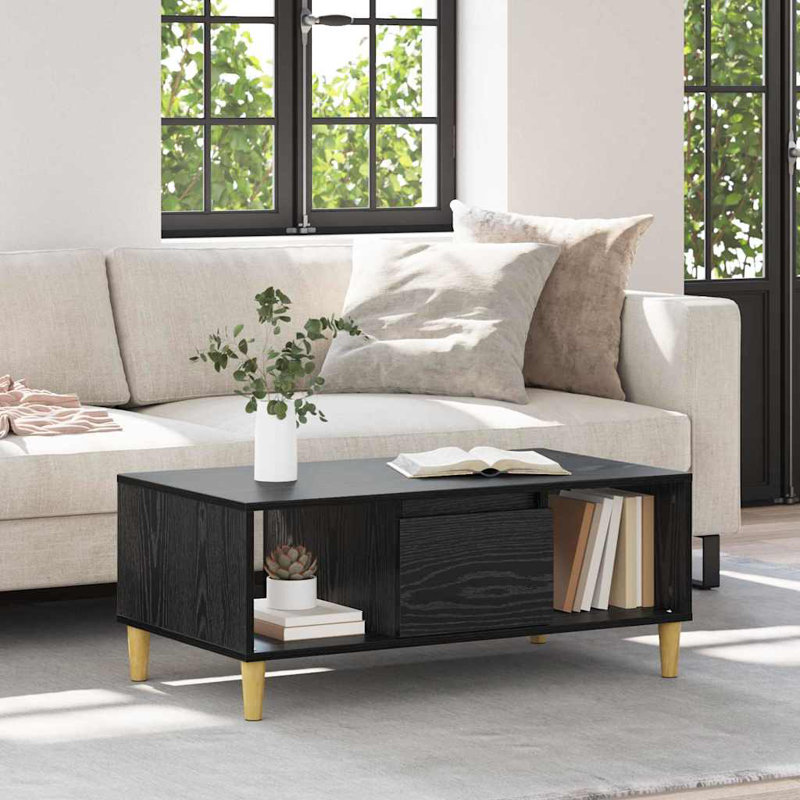 Coffee Table with Storage, Black Oak