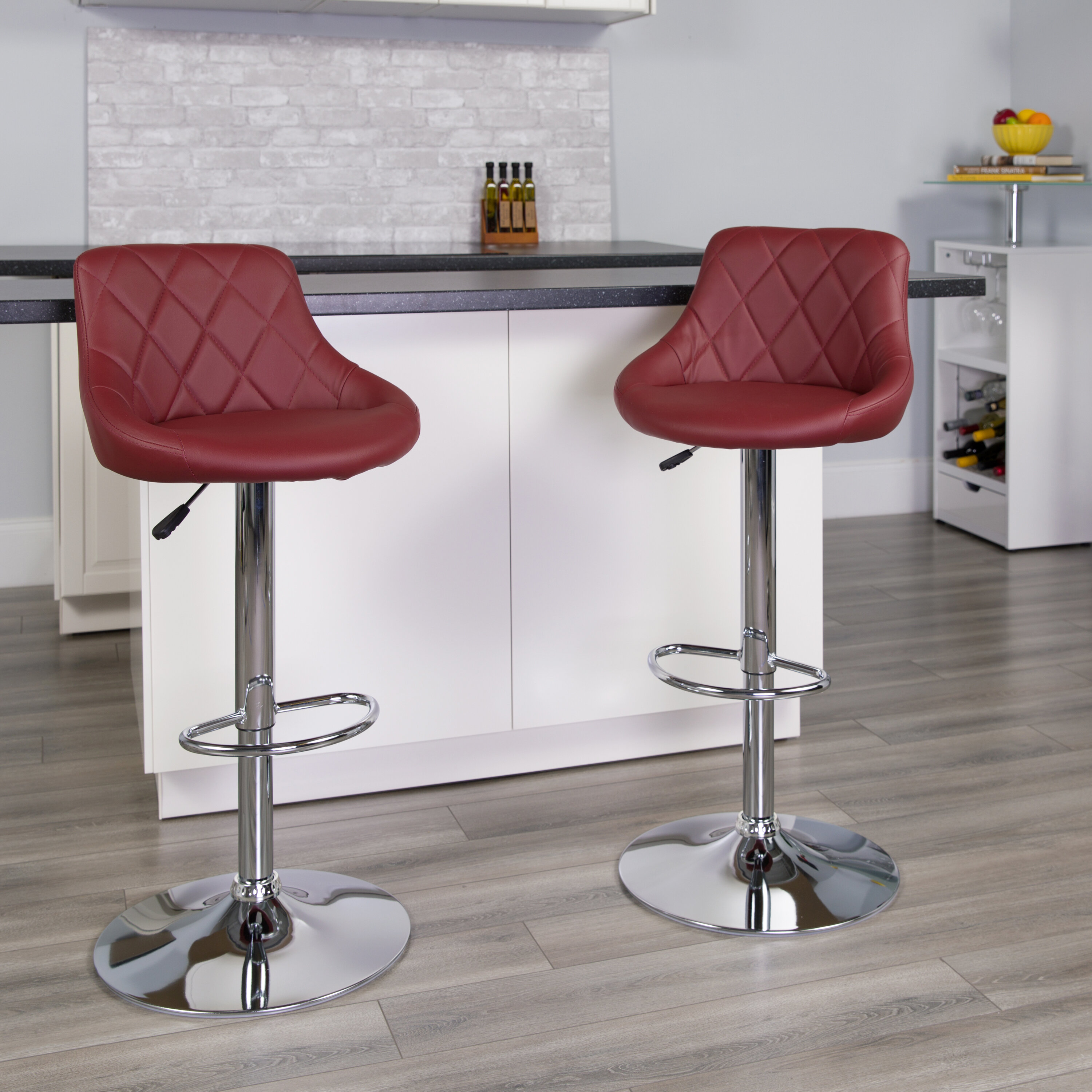 Zipcode Design™ Claudine Contemporary Cozy Mid-Back Vinyl Adjustable Height  Barstool with Chrome Base & Reviews