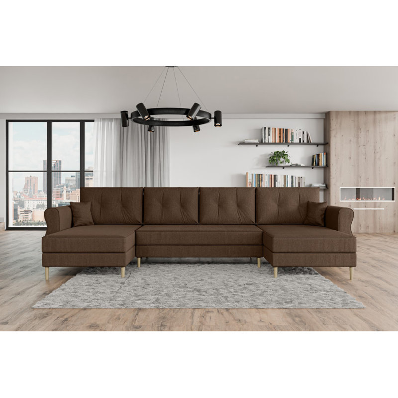 Aydrie 5 Seater Corner Sofa , Brown - Cord 205.18