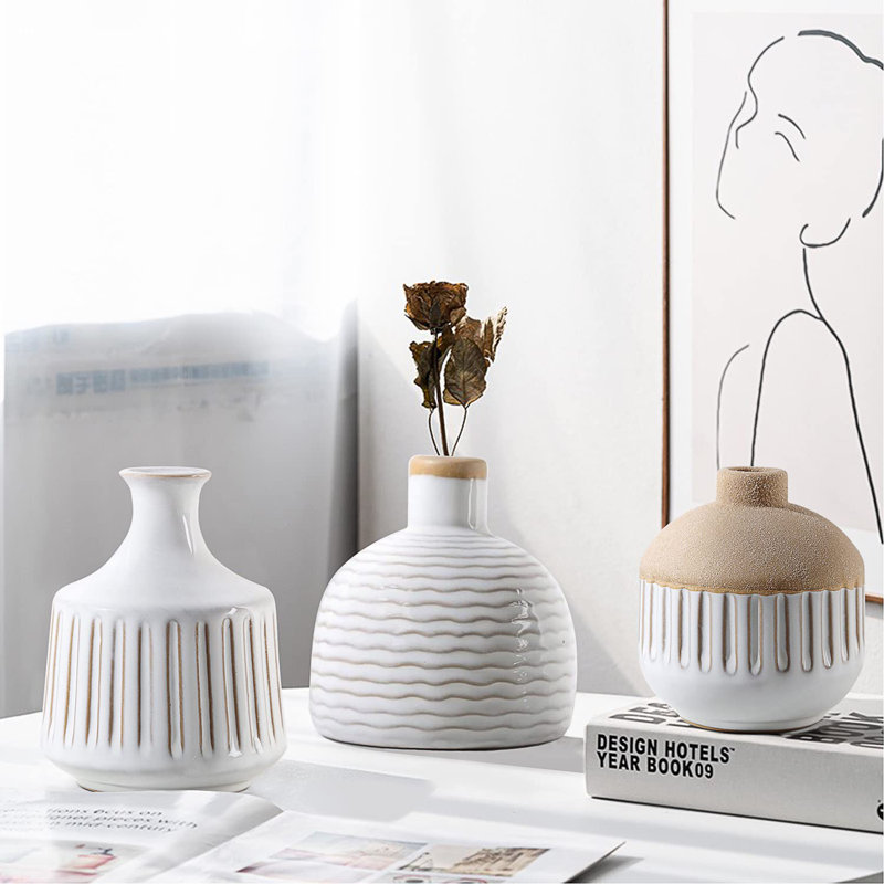 Ensemble de 4 vases en céramique Boho Minimalist