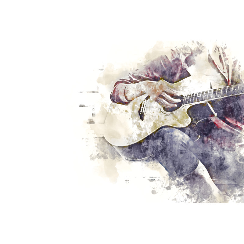 Neylandville Women Playing Guitar 1 Piece Wrapped Canvas Painting, 51cm H x 76cm W x 3.8cm D