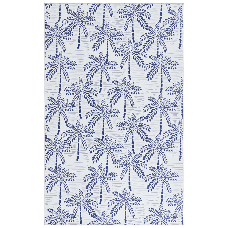 Tapis ivoire / bleu marine Malibu828, Rectangulaire 3 pi x 5 pi