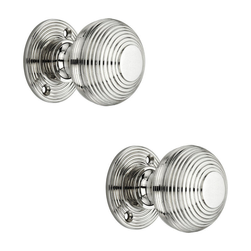 Beehive 50mm Rim/Mortice Door Knob, Polished Nickel