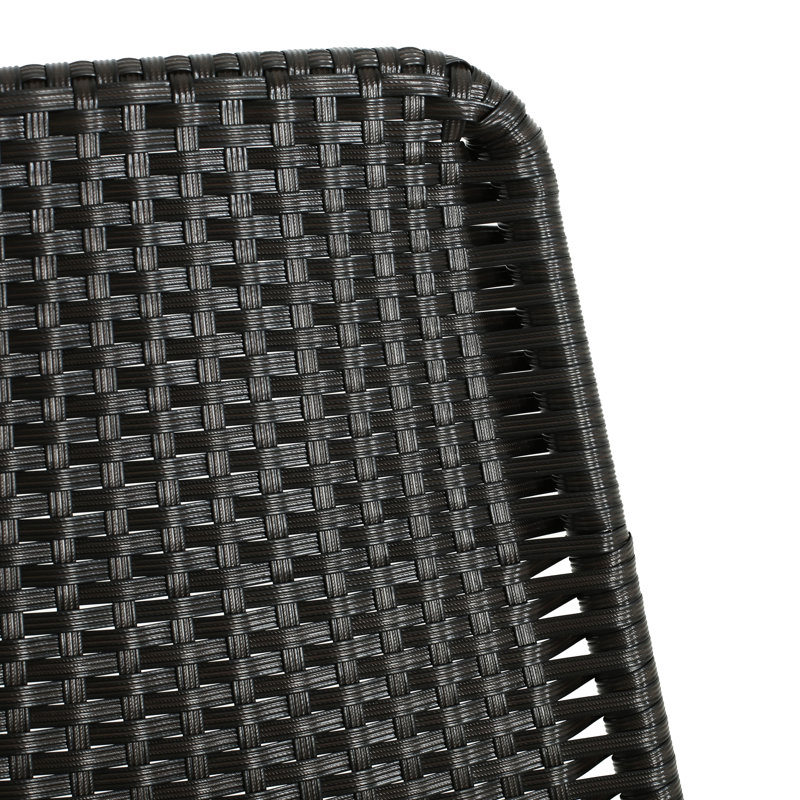Chaises de salle à manger brun foncé (2) - structure à pieds en fer, siège et dossier tissés, 2 pièces d'assemblage nécessaires pour le soutien des jambes, PE requis avec instructions