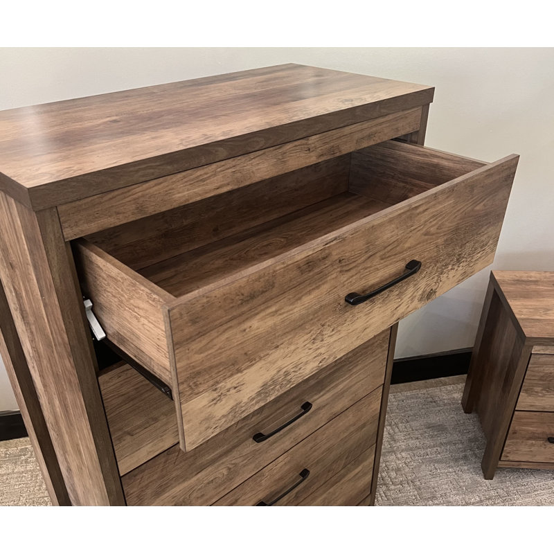 Commode 5 tiroirs Selena Slide Logic, Brun