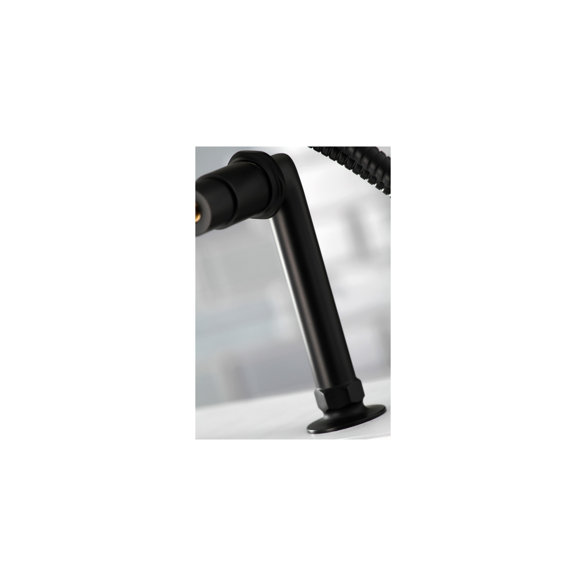 Kingston Brass Concord Three-Handle 2-Hole Deck Mount Clawfoot Tub Faucet with Hand Shower, Matte Black