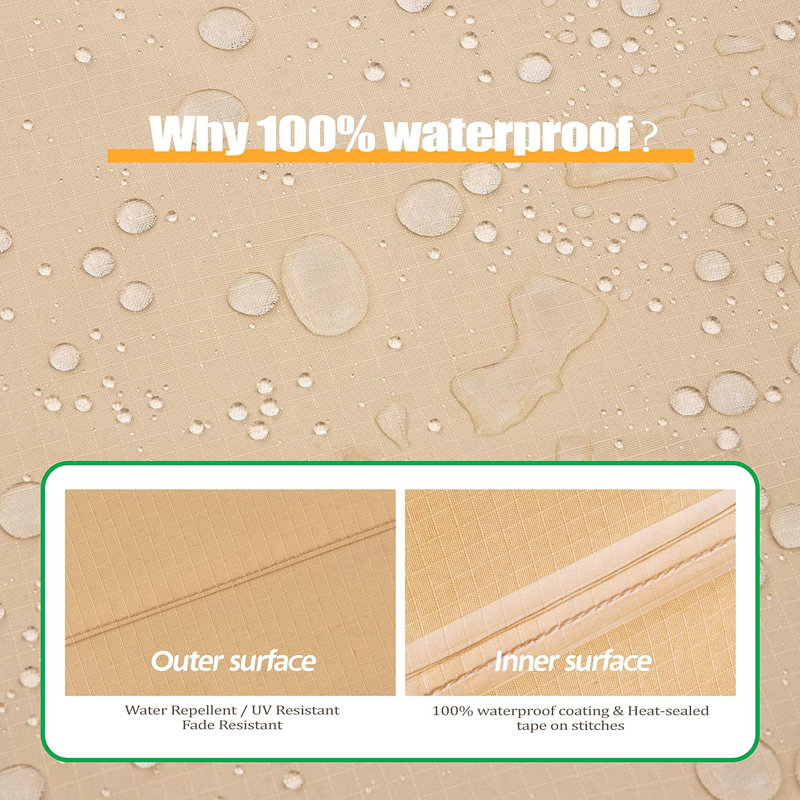 Premium Waterproof Beige and Brown Outdoor Patio Table Cover