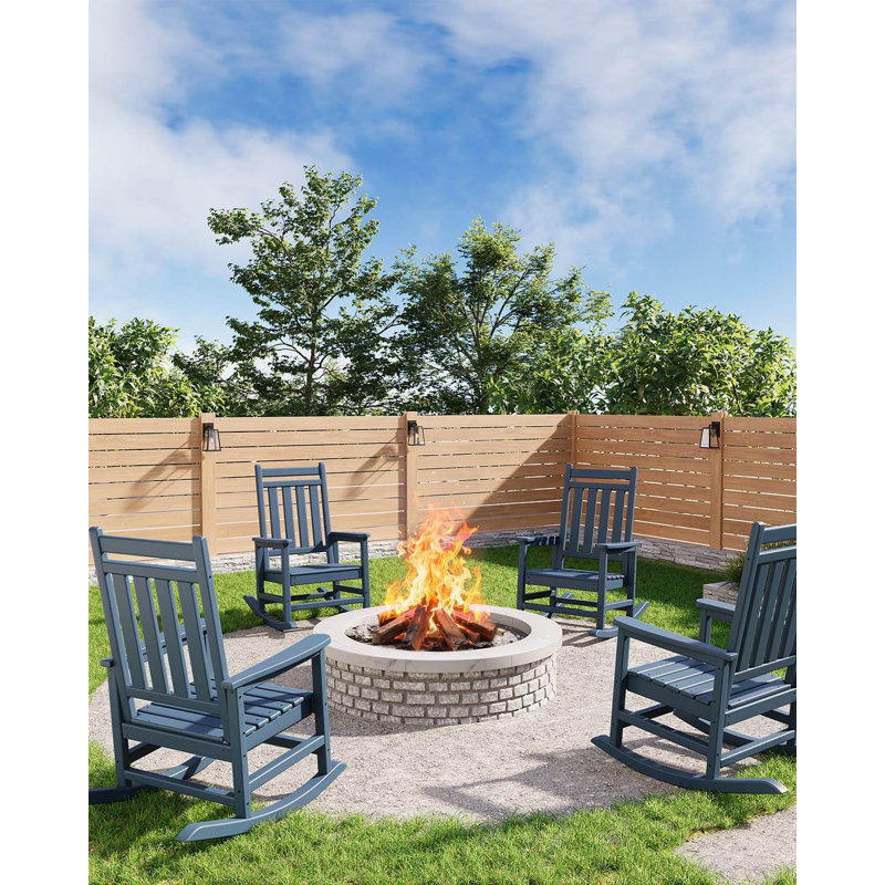 Poly Lumber Rocking Chair Outdoor Set of 2 - HDPE High Back Porch Rocker Chairs for Adults - All Weather Resistant Furniture for Patio Front Porch