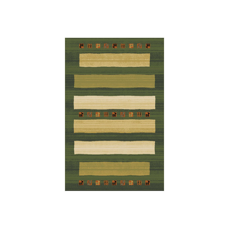 Tapis vert à rayures Martine, 10 pi x 13 pi