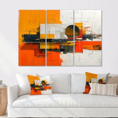 «Yellow Orange Abstract Futuristic Fusion I», ensemble de reproduction d'art abstrait
