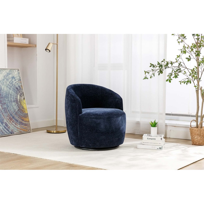 Fauteuil pivotant polyvalent avec revêtement thermolaqué en métal pour le confort de la maison, Chenille bleu