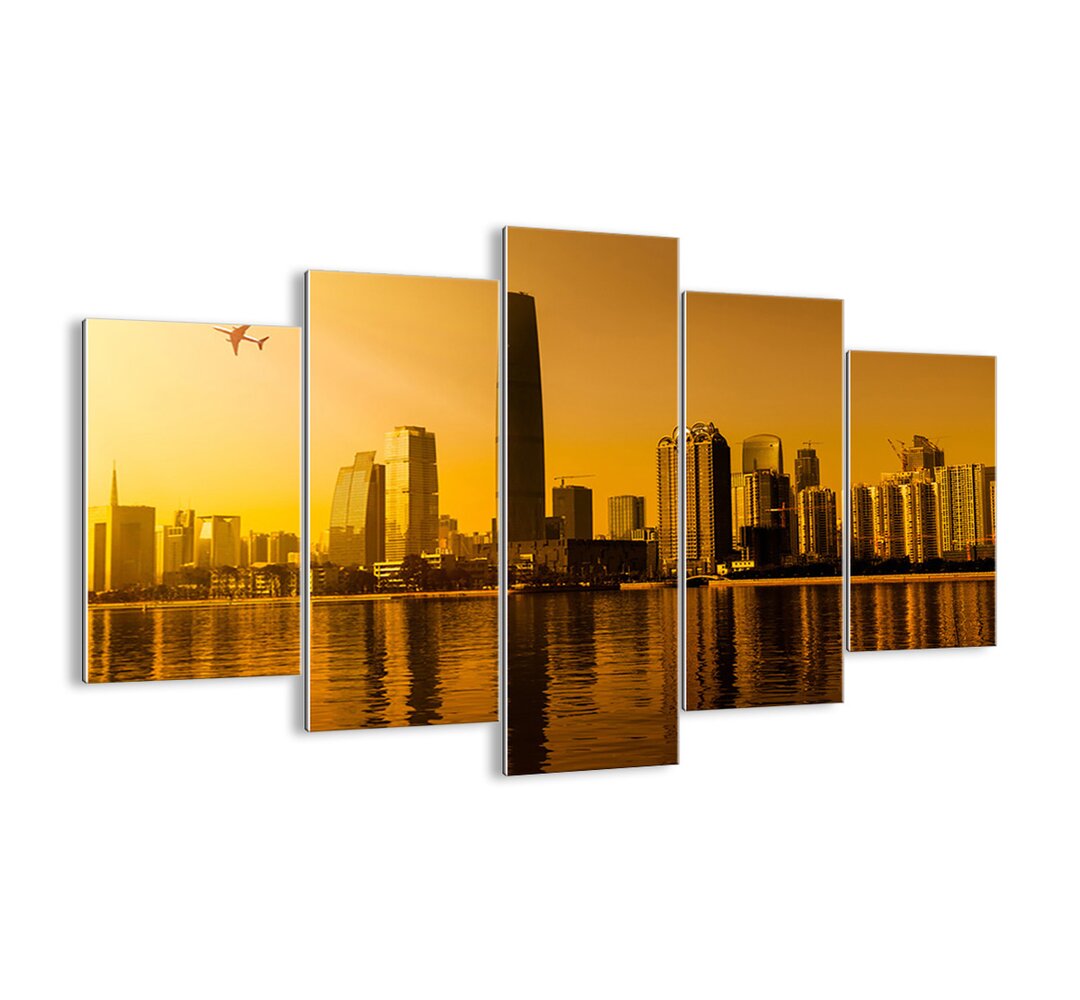 5-tlg. Glasbilder-Set - Fotografie „Golden City”