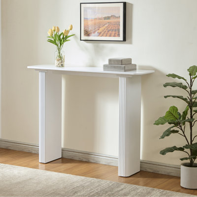 Modern Fluted Wood Console Table, Narrow Sofa Table for Behind Couch, Entryway Table for Living Room, Hallway or Foyer