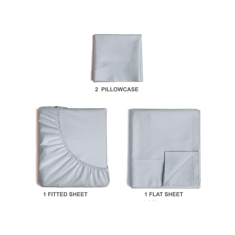  Premium Luxury 4 Piece Rayon from Bamboo Sheet Set, Twin XL Sheet Set with 2 Pillowcases, Light Gray