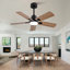 Ventilateur de plafond intérieur / extérieur intelligent 42 po avec lumière, 6 pales double finition noyer, télécommande, DEL à intensité variable, moteur à courant continu silencieux à 6 vitesses, réversible