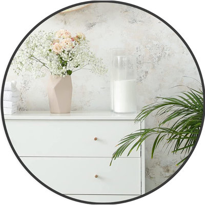 Miroir rond doré de 24 po pour mur de salle de bain - verre de 4 mm de hauteur, aluminium rouillé, installation facile, quincaillerie renforcée, cadre en métal brossé pour l'accrocher, installation facilitée,