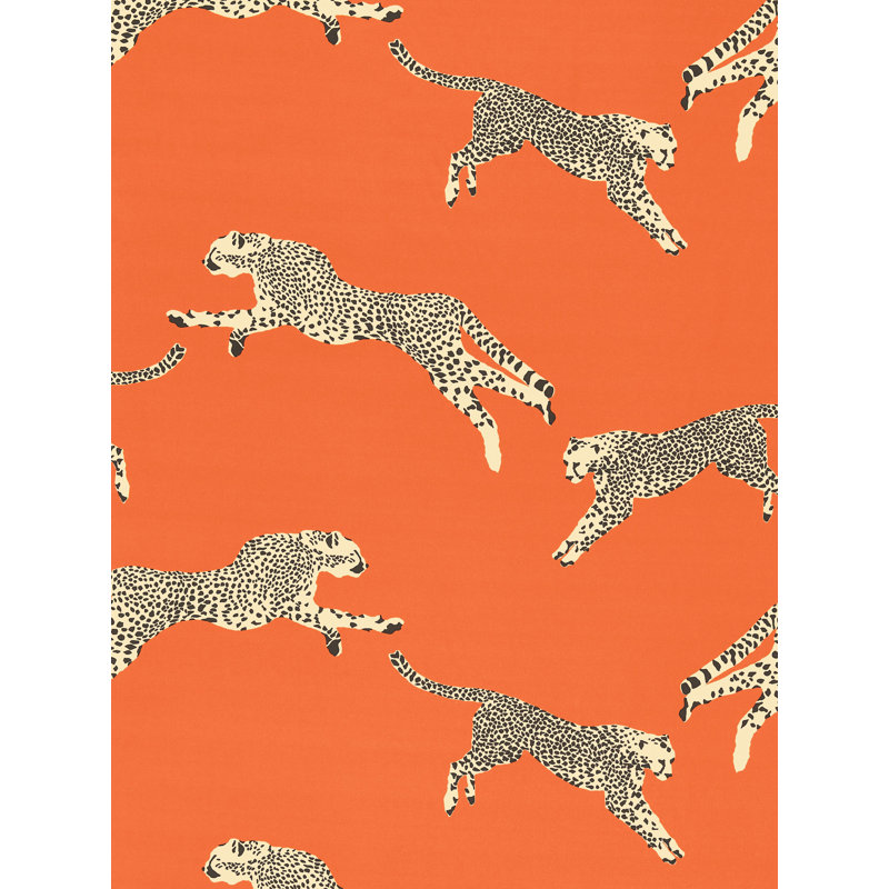 Leaping Cheetah Sahara Wallcovering, Clementine