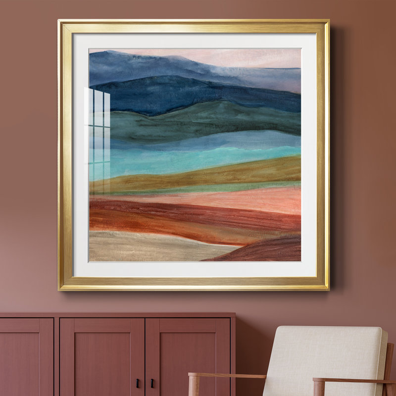 Desert Desert Layers - Peinture encadrée, H 34,5 po x l 34,5 po x P 1,5 po, Papier encadré doré