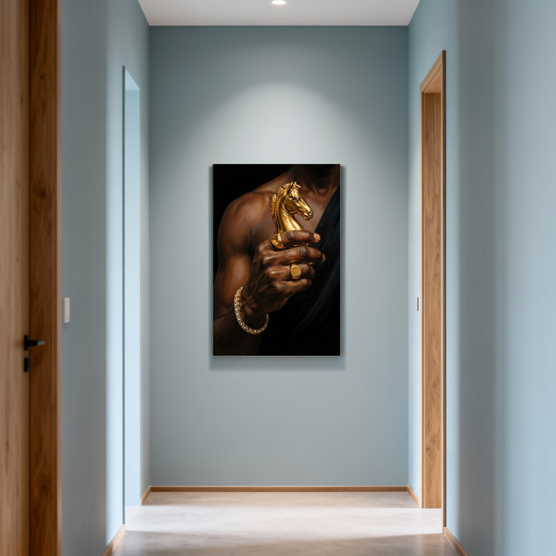 Cheval tendance tenu à la main, H 12 po x l 18 po