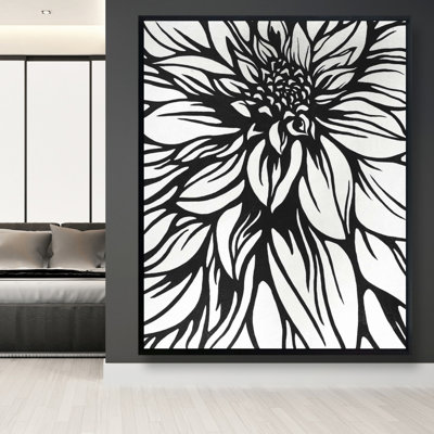 Dahlia Flower Outline Style Print On Canvas