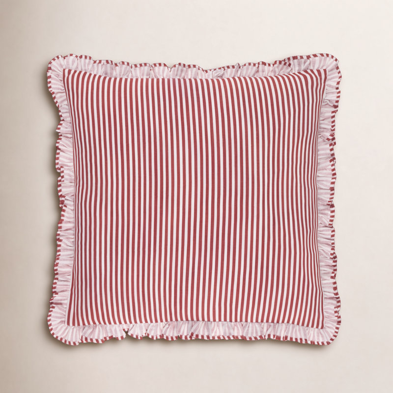 Coussin Aneatra, Duvet, 20 po x 20 po, Rayures rouges