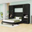Lit escamotable en bois avec placard, tiroirs et tablettes