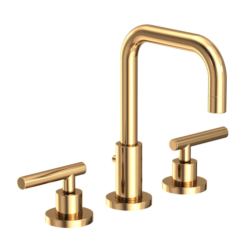 East Square Widespread Bathroom Faucet with Drain Assembly, Uncoated Polished Brass (Living, non-returnable)