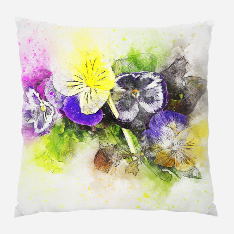 Coussin décoratif fleurs Phil, Microsuède, Intérieur