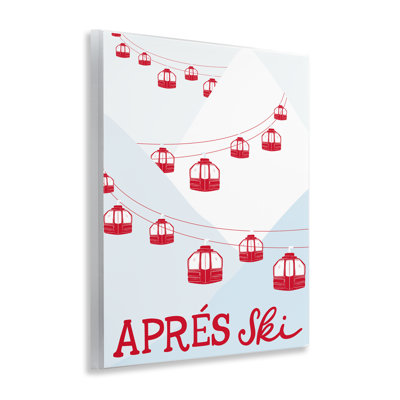 Art mural rouge sur les remontées mécaniques d'hiver, conçu par Doodles.Ink.
