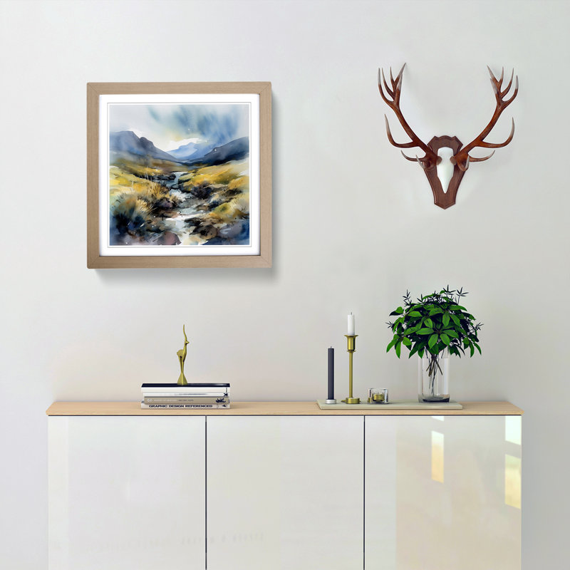 Scotland Watercolour No.1 - Framed Print, Oak