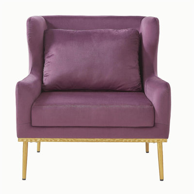 Modern Armchair Velvet Accent Chair Reading Chair Single Sofa Chair for Living Room, Bedroom, or Reading Corner, Purple