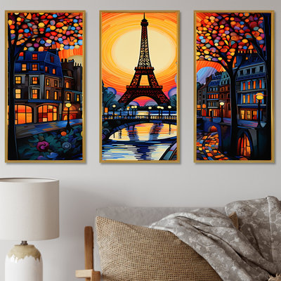 Coucher de soleil jaune et rouge sur Paris - Art mural de la ville de Paris