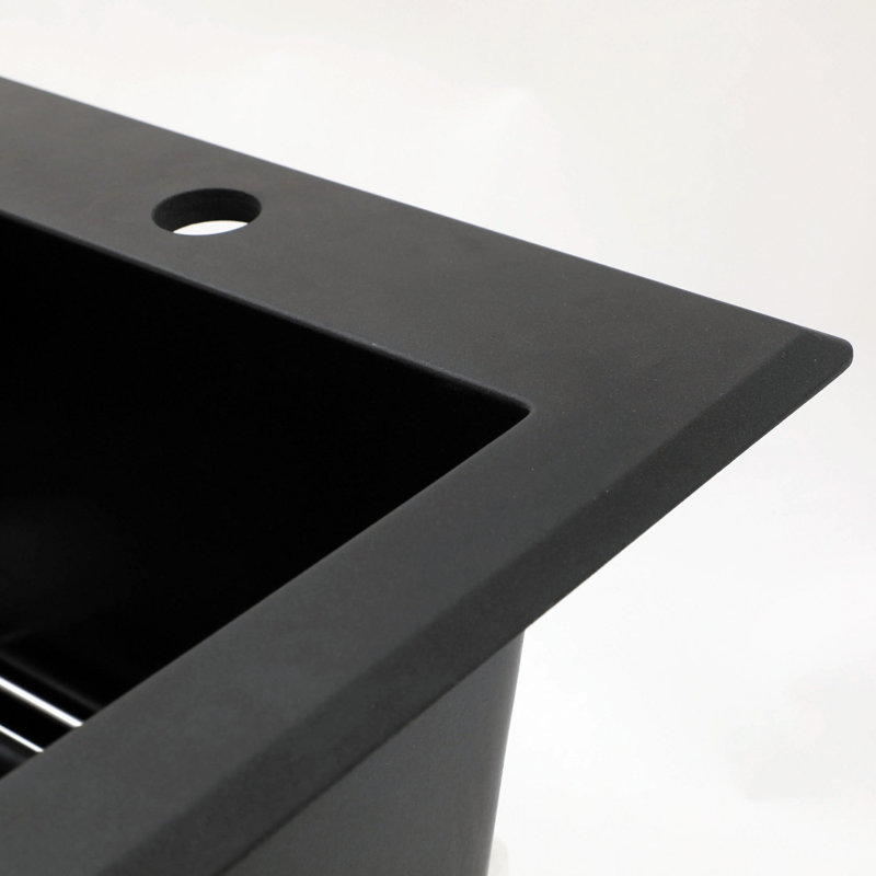 Quartz Kitchen Sink, Granite Composite Drop In Kitchen Sink, Black