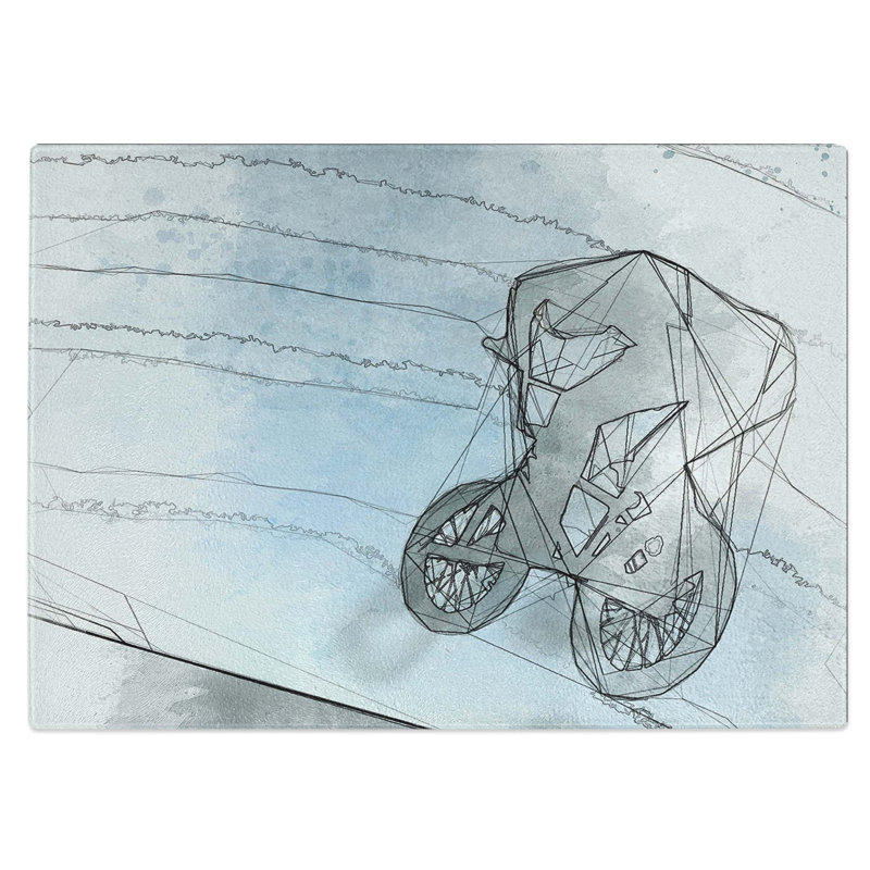 Tempered Glass Bmx Jump Chopping Board, 39 cm W x 28.5 cm L