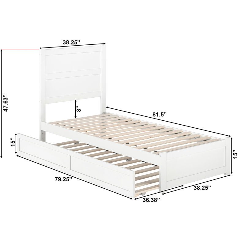 Ivor Solid Wood Trundle Bed, Twin XL, White