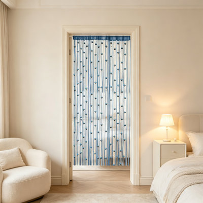 Rideau en fil de fer rose avec rideau en perles 39 x 79 pouces