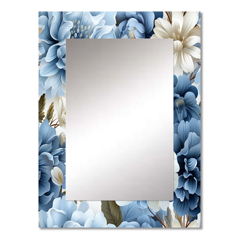 Motif victorien bleu et blanc à motif floral Ledford, 32 po x 24 po