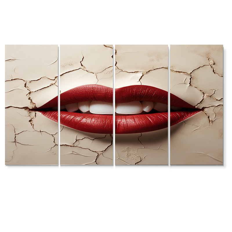 Landyn - Fashion Lips, art mural sur toile, 4 pièces, H 32 po x l 64 po